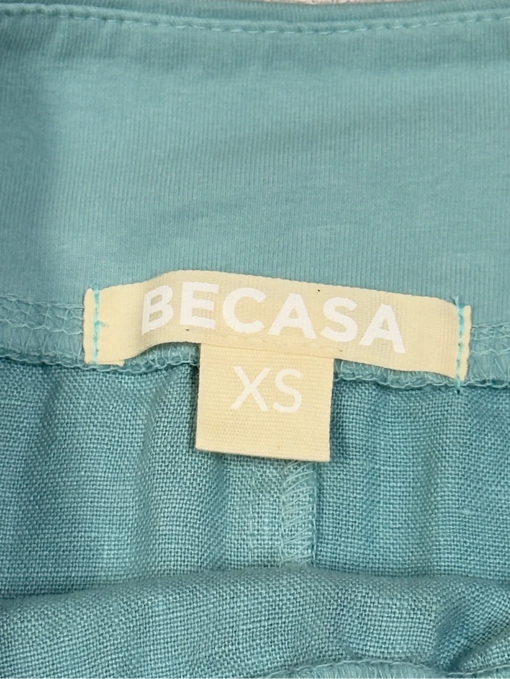 Becasa XS 100% Linen Aqua Blue Pull-On Skirt Made in USA